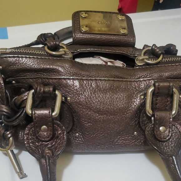 Chloe Pewter Color Leather Handbag with Silver Accents - Picture 4 of 13